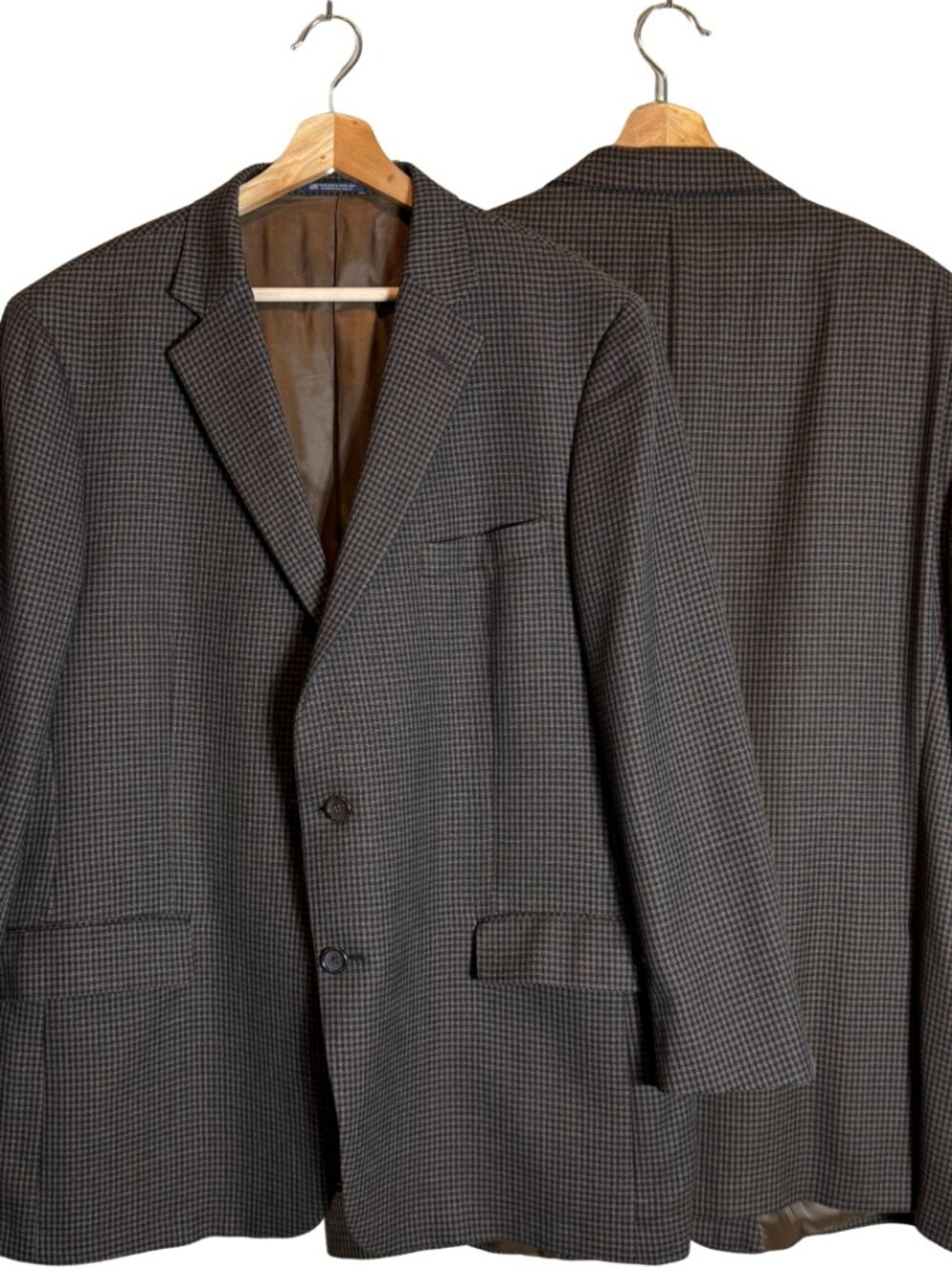 Hart Schaffner Marx Plaid Wool Sport Coat Dinner Jacket Blazer Men's 48R Brown